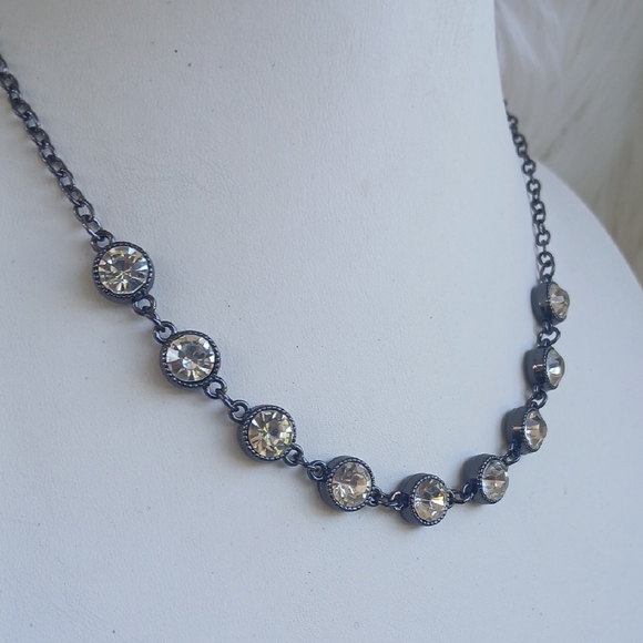 Paparazzi Gunmetal Crystal Station Necklace - Picture 3 of 9